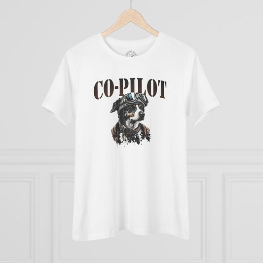 Co-Pilot Aviator Dog, Womens Fit T-Shirt White / S