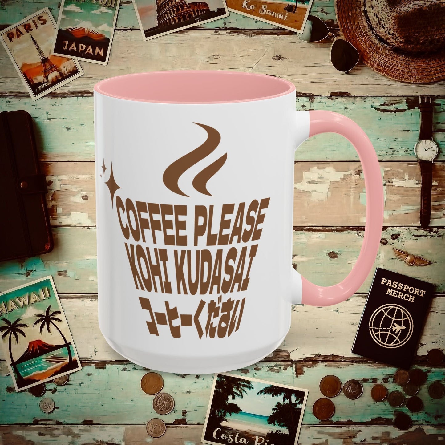 Coffee Please. Kohi Kudasai. Japan 15oz Mug Pink / 15oz