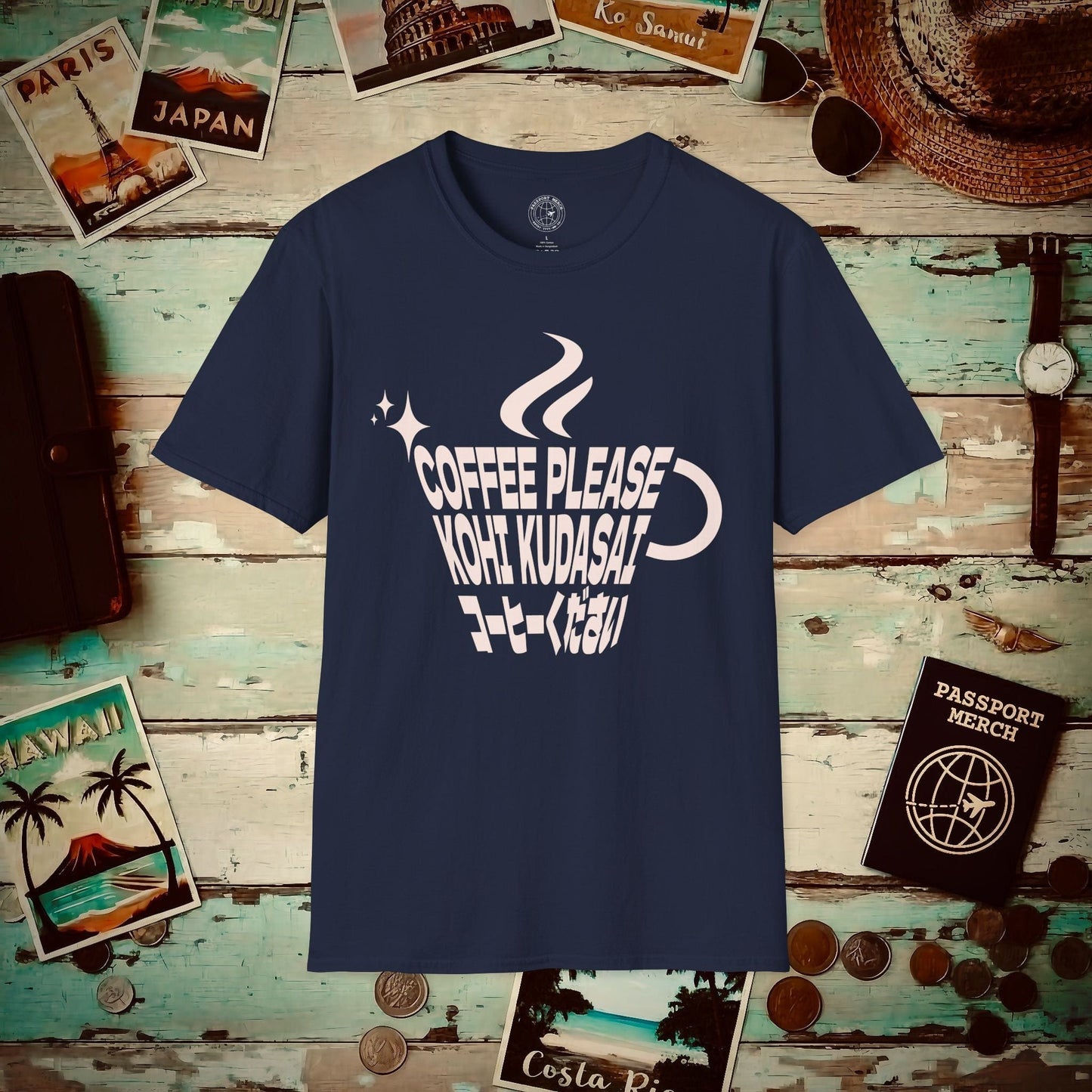 Coffee Please. Kohi Kudasai. Japan T-Shirt Navy / S