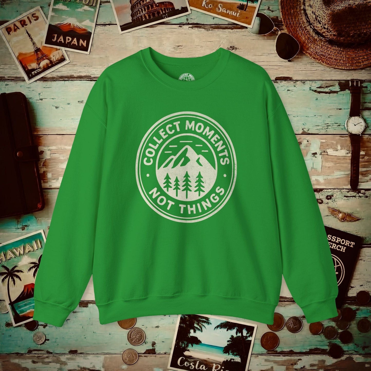 Collect Moments Not Things Vintage Crewneck Irish Green / S