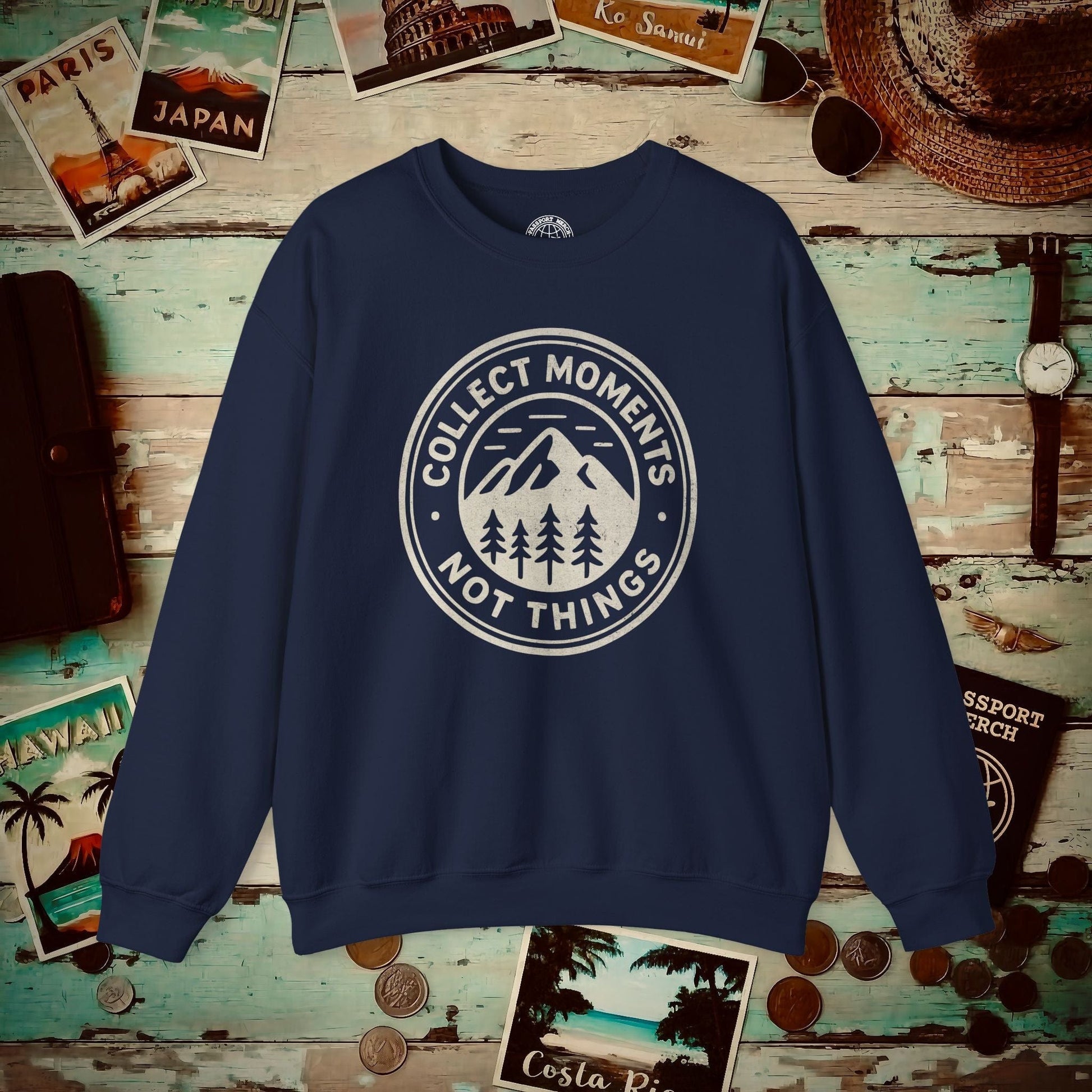 Collect Moments Not Things Vintage Crewneck Navy / S