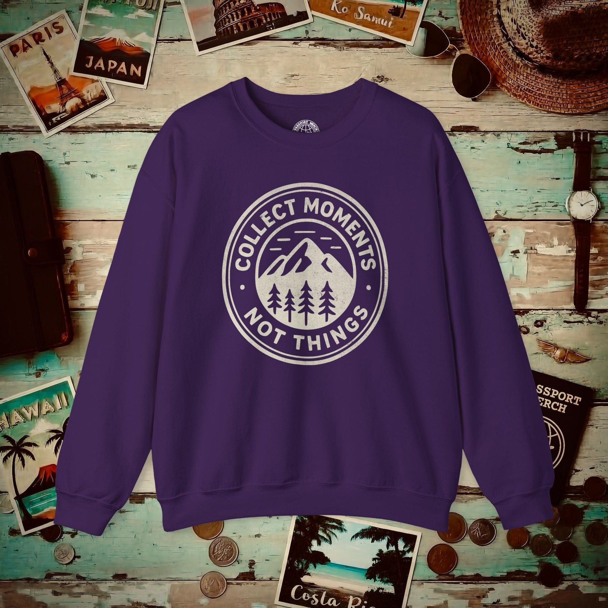 Collect Moments Not Things Vintage Crewneck Purple / S