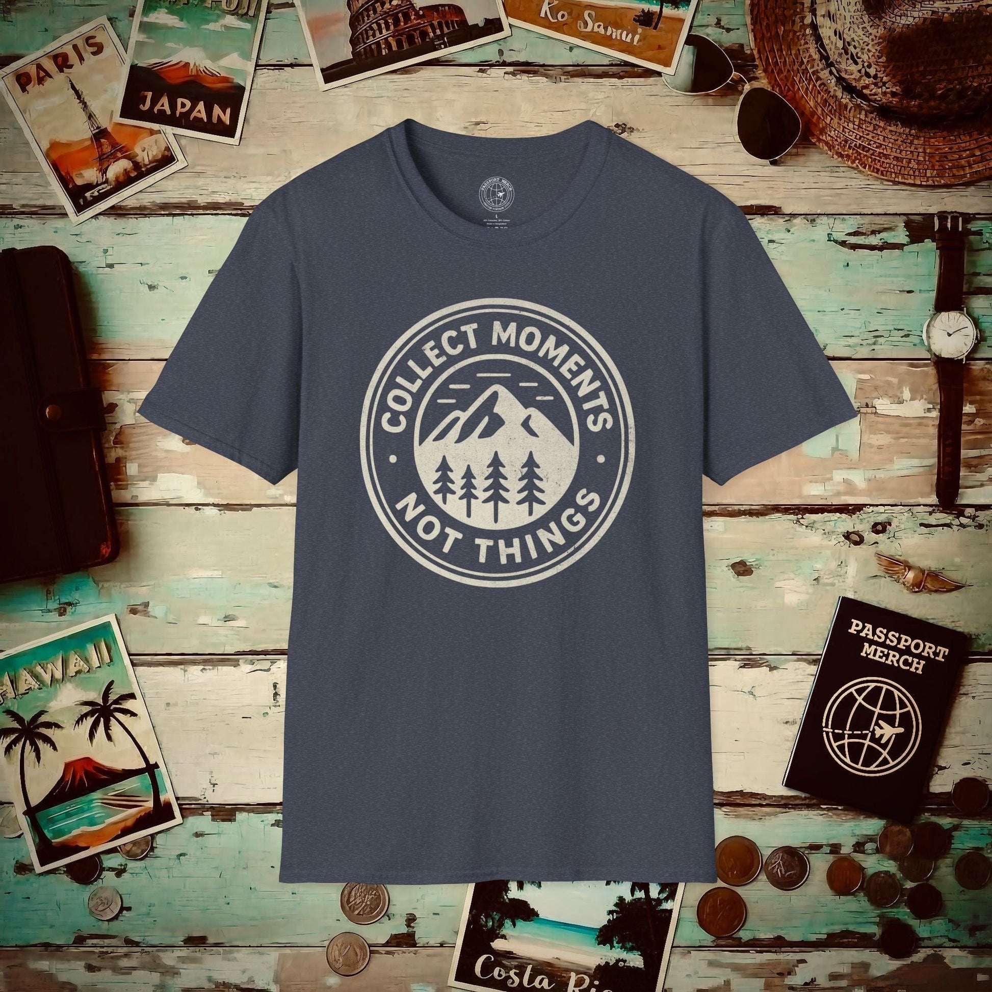 Collect Moments Not Things Vintage T-Shirt Heather Navy / S