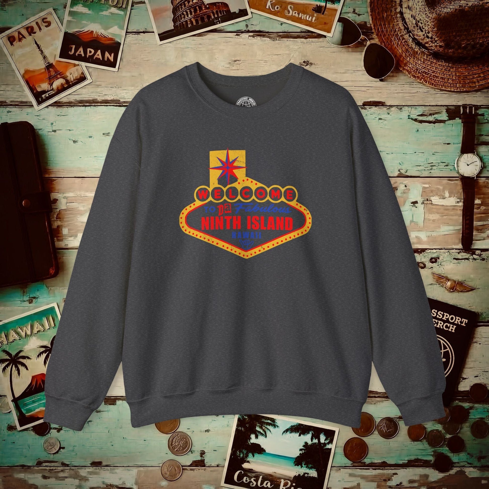 Da Fabulous Ninth Island, Hawaii (and Nevada) Crewneck Dark Heather / S