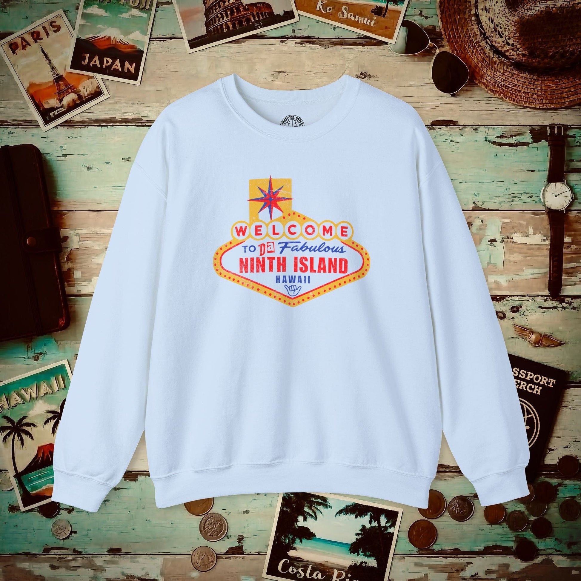 Da Fabulous Ninth Island, Hawaii (and Nevada) Crewneck Light Blue / S