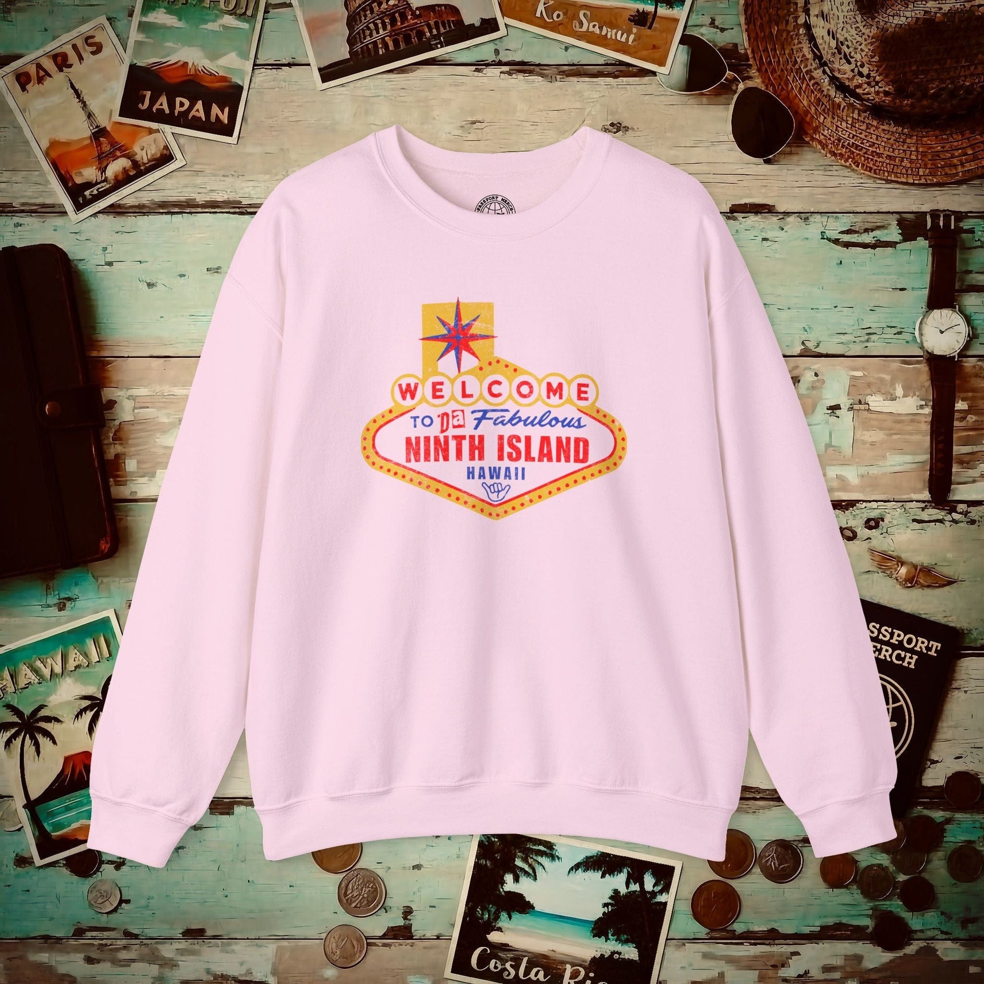 Da Fabulous Ninth Island, Hawaii (and Nevada) Crewneck Light Pink / S