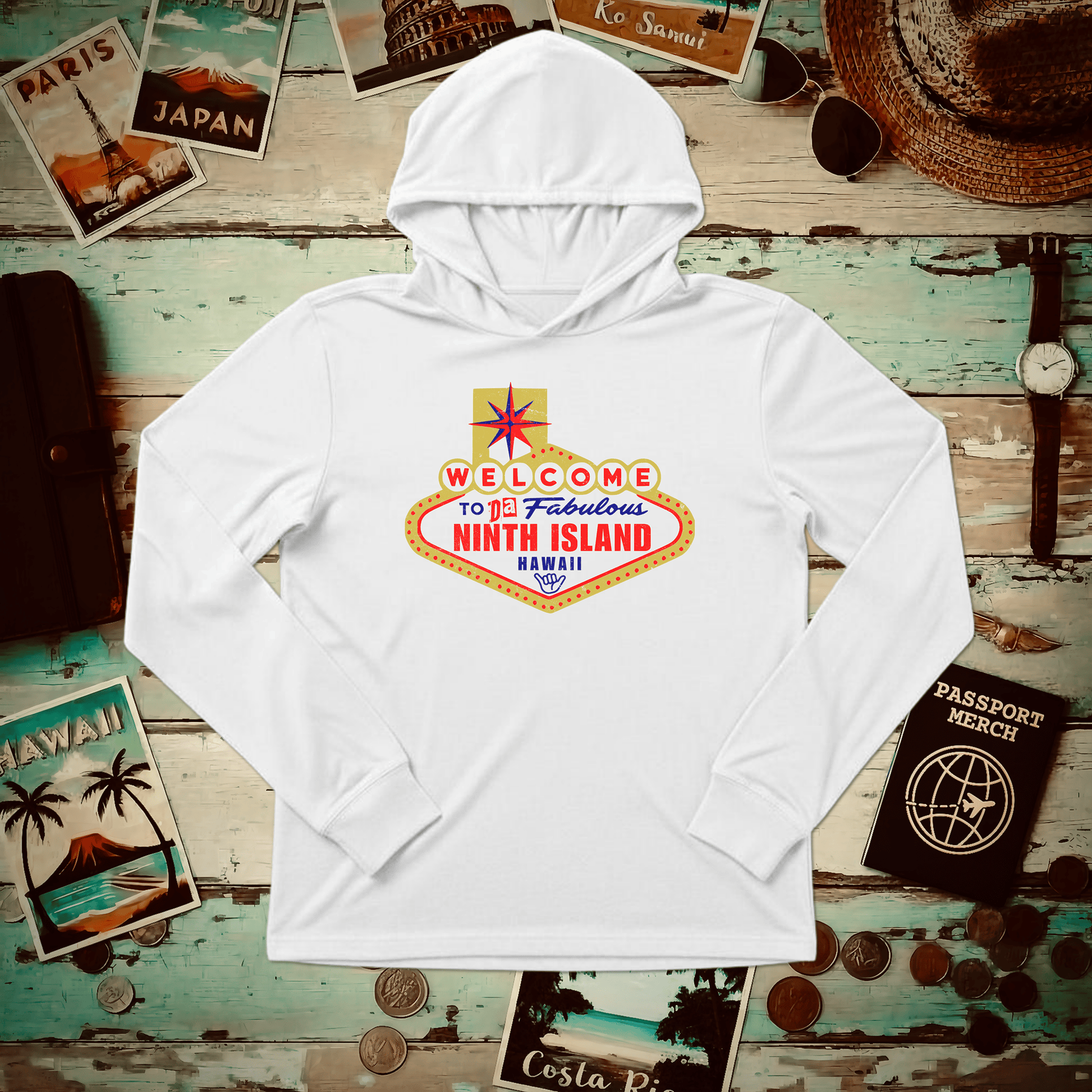 Da Fabulous Ninth Island, Hawaii (and Nevada) Hooded Long Sleeve White / XS
