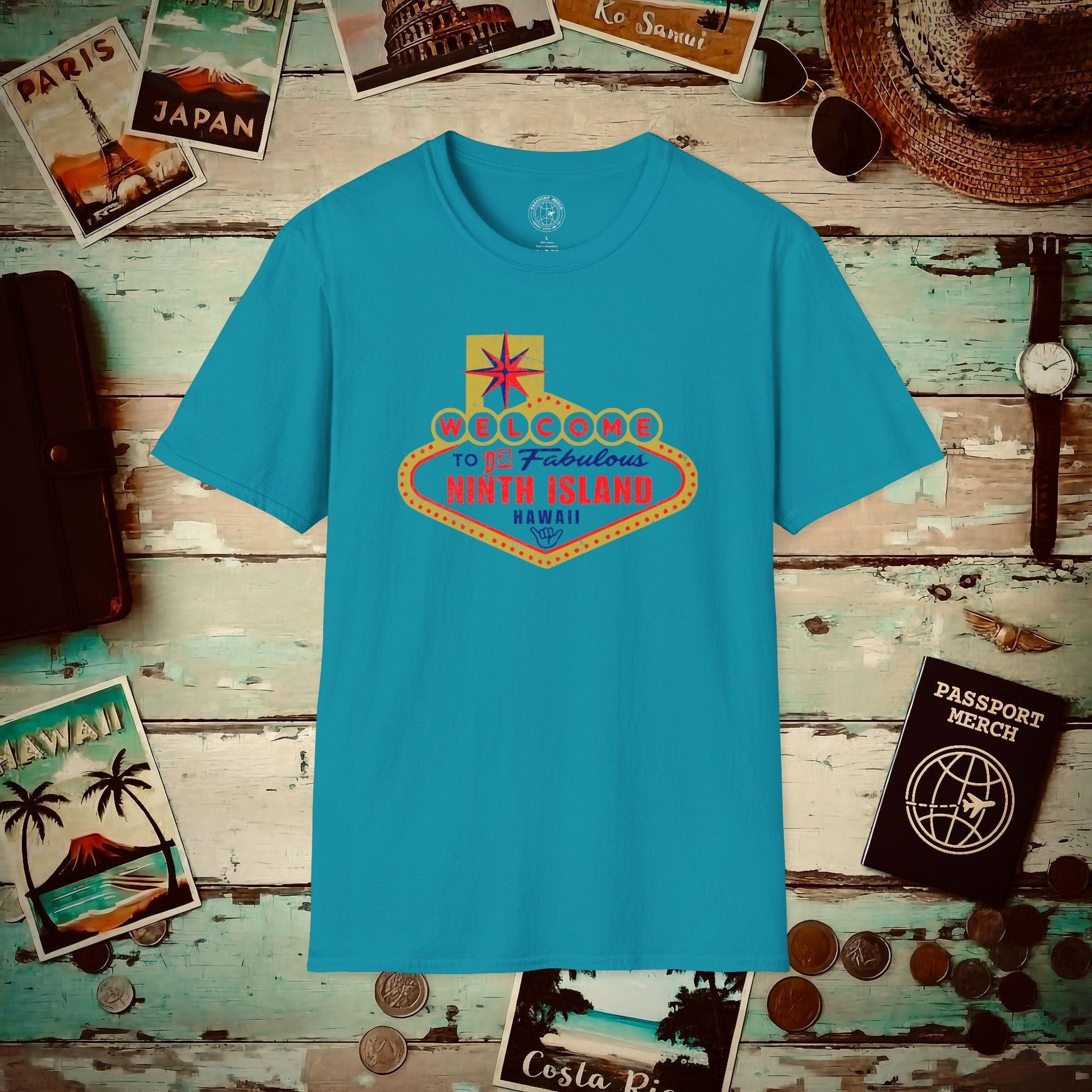 Da Fabulous Ninth Island, Hawaii (and Nevada) T-Shirt Tropical Blue / S