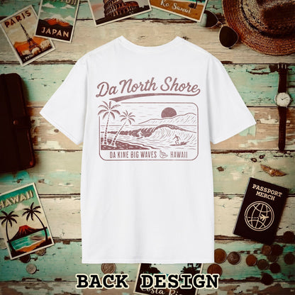 Da North Shore - Da Kine Big Waves, Hawaii, Back Print T-Shirt White / S