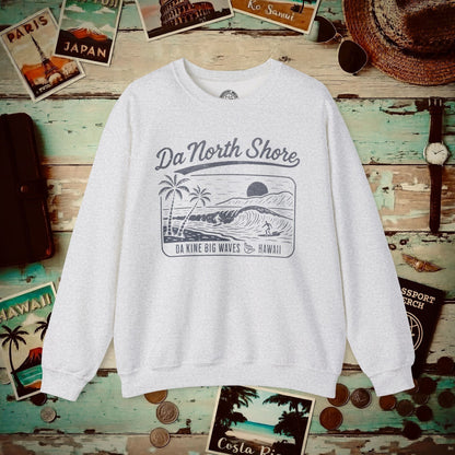 Da North Shore - Da Kine Big Waves, Hawaii Crewneck Ash / S