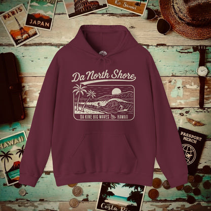 Da North Shore - Da Kine Big Waves, Hawaii Hoodie Maroon / S