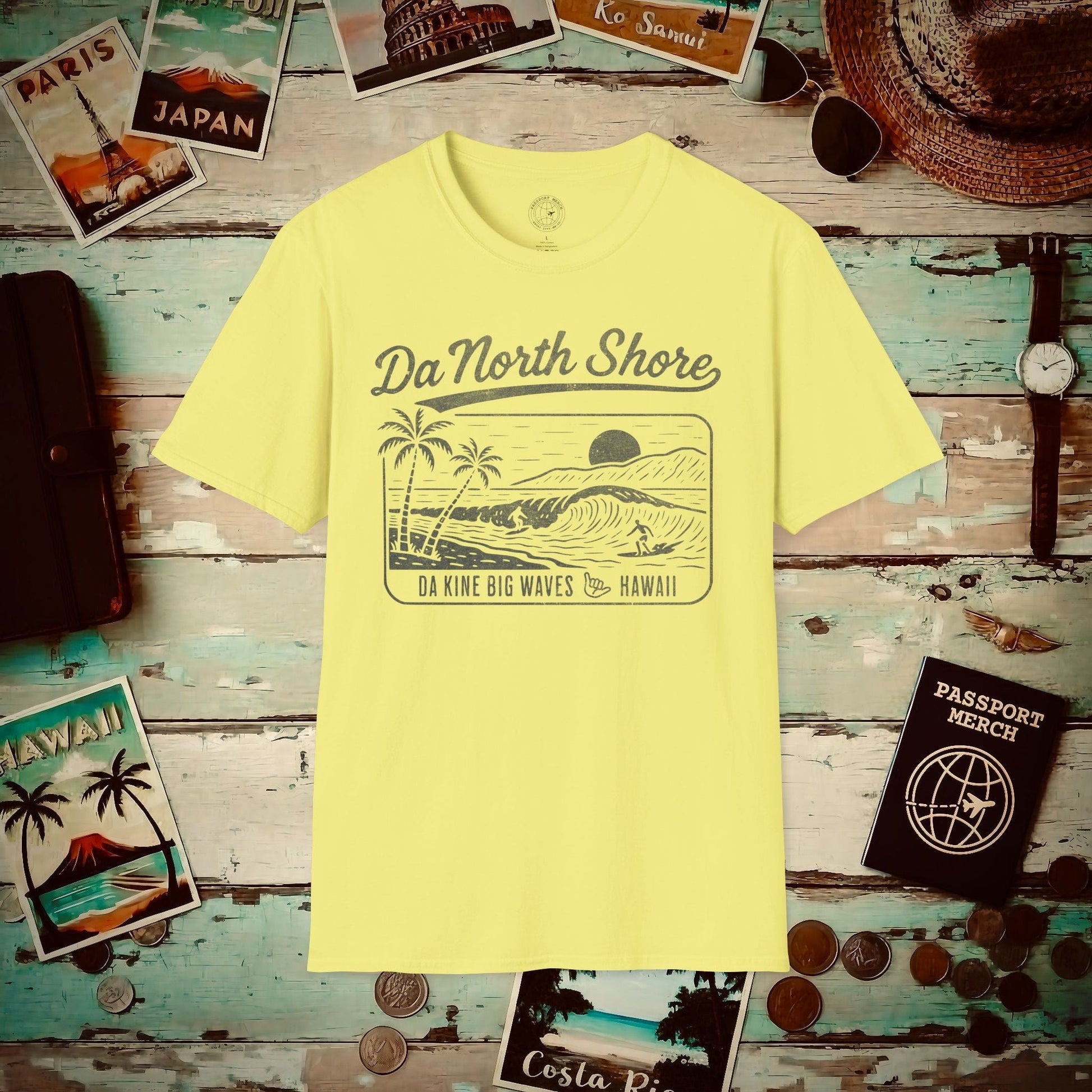 Da North Shore - Da Kine Big Waves, Hawaii T-Shirt Cornsilk / S