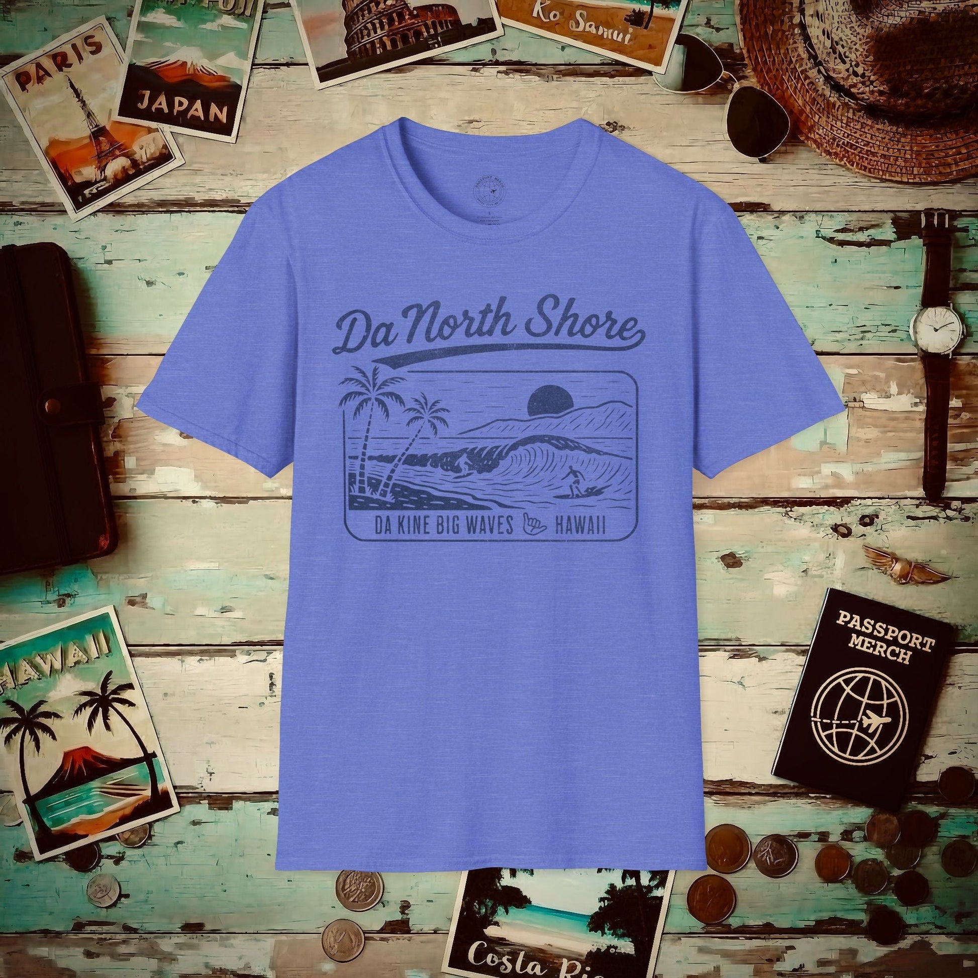 Da North Shore - Da Kine Big Waves, Hawaii T-Shirt Heather Royal / S