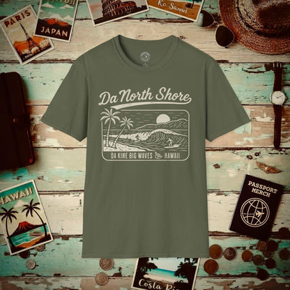 Da North Shore - Da Kine Big Waves, Hawaii T-Shirt Military Green / S