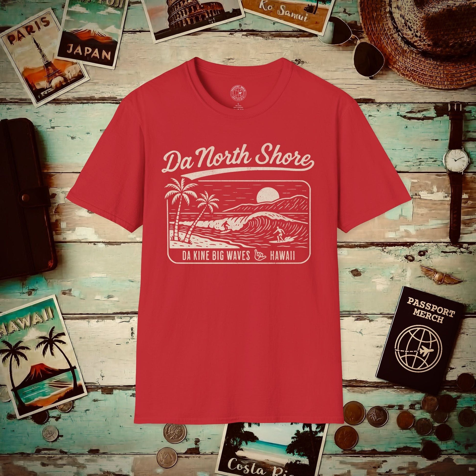 Da North Shore - Da Kine Big Waves, Hawaii T-Shirt Red / S