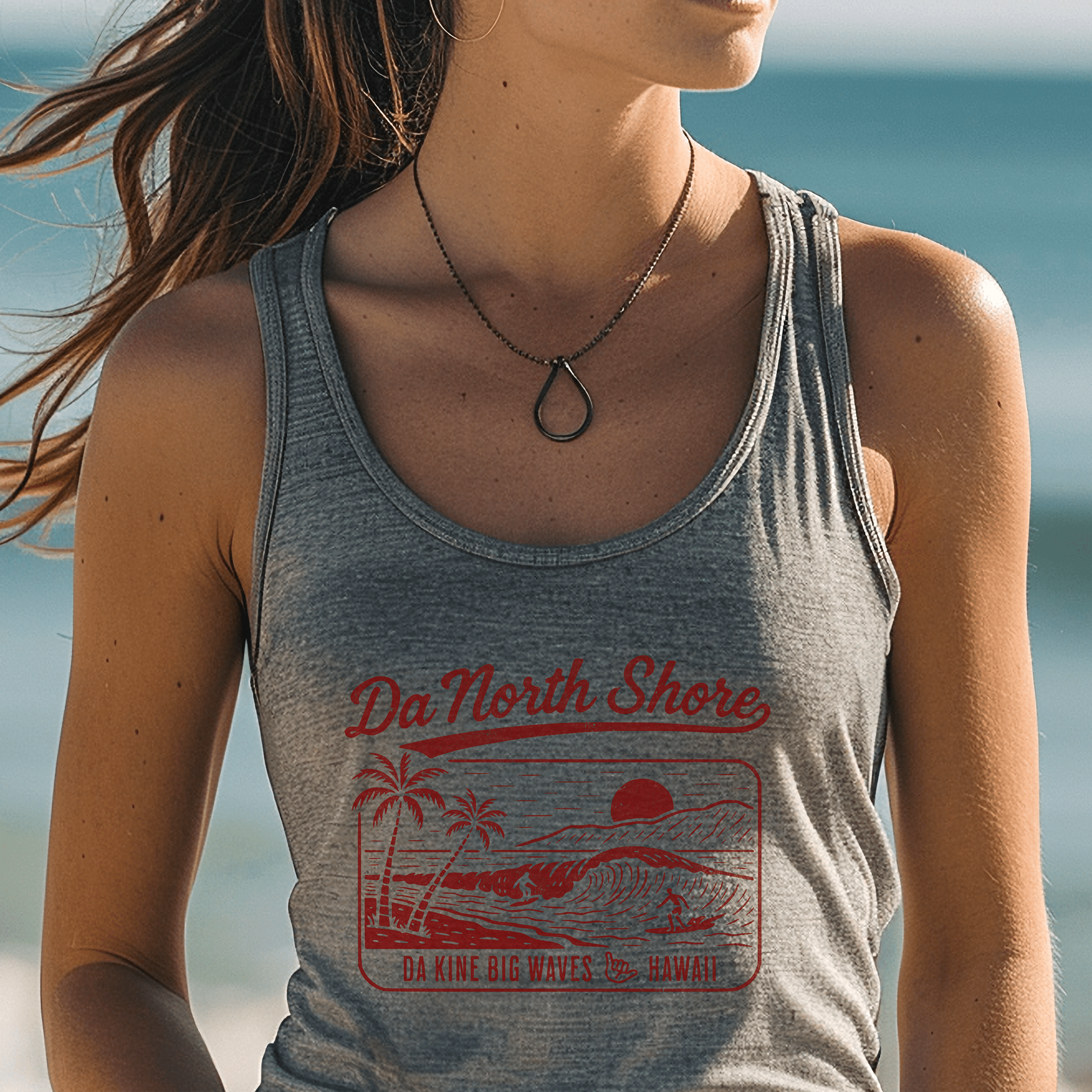 Da North Shore - Da Kine Big Waves, Hawaii Tank Top Athletic Heather / XS