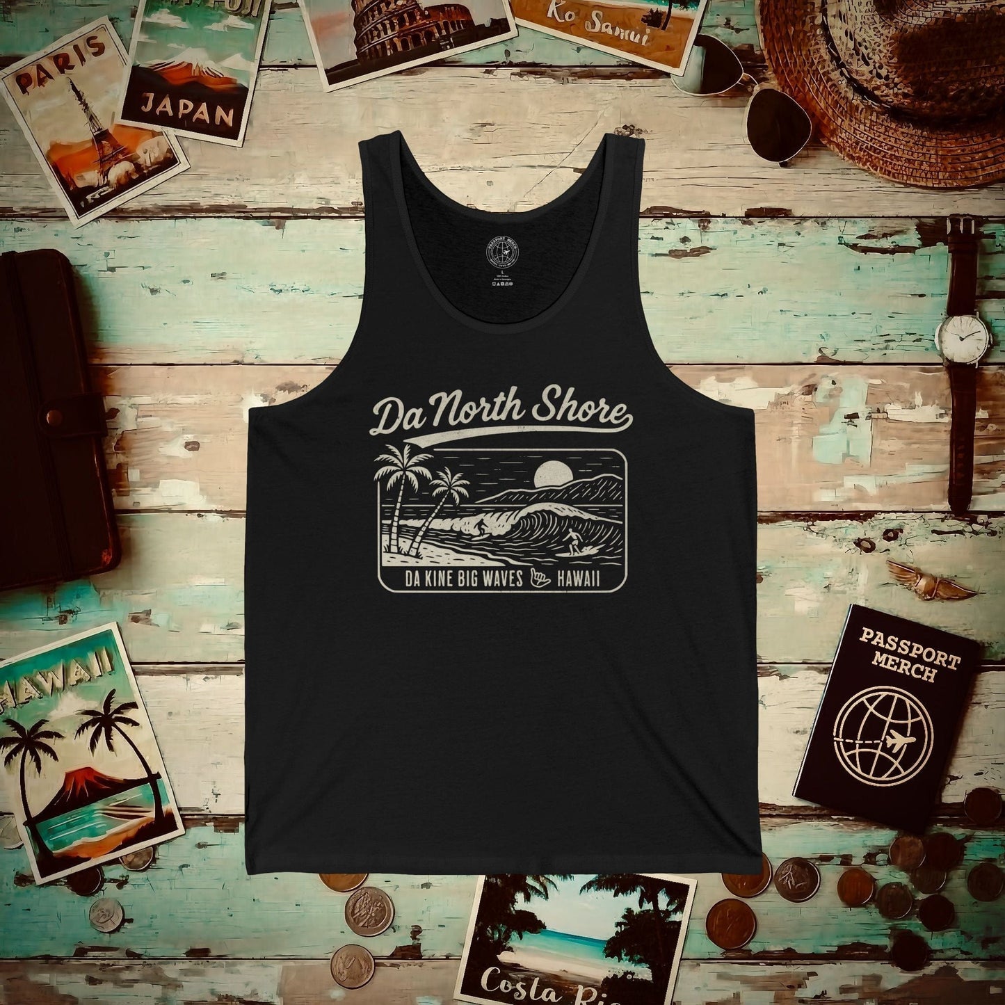Da North Shore - Da Kine Big Waves, Hawaii Tank Top Black / XS