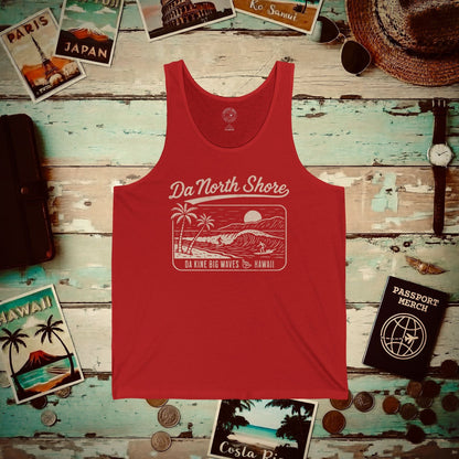 Da North Shore - Da Kine Big Waves, Hawaii Tank Top Red / XS
