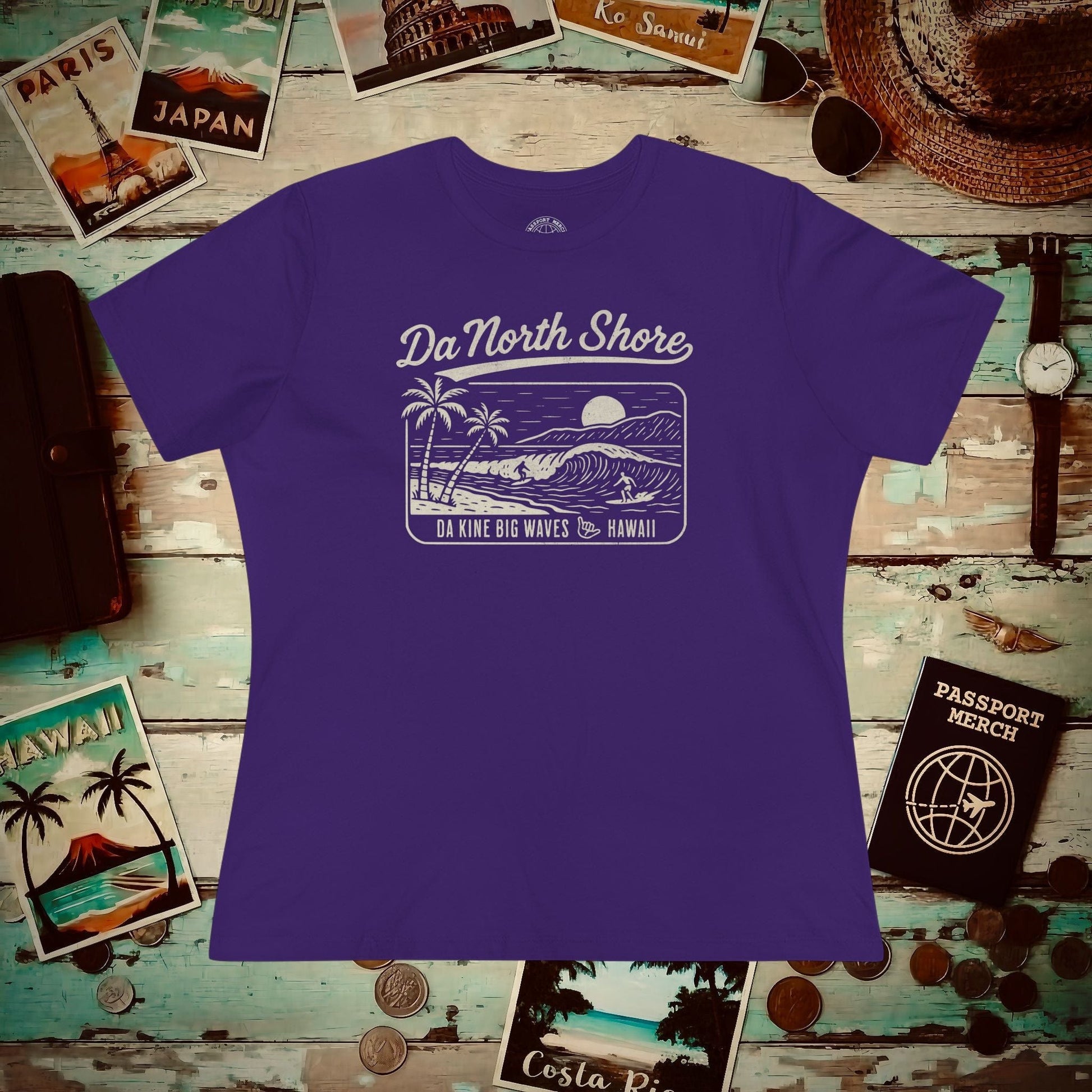 Da North Shore - Da Kine Big Waves, Hawaii, Womens Fit T-Shirt Team Purple / S