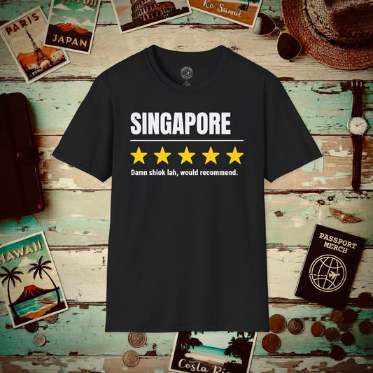 Damn Shiok Lah Five-Star Review, Singapore T-Shirt Black / S