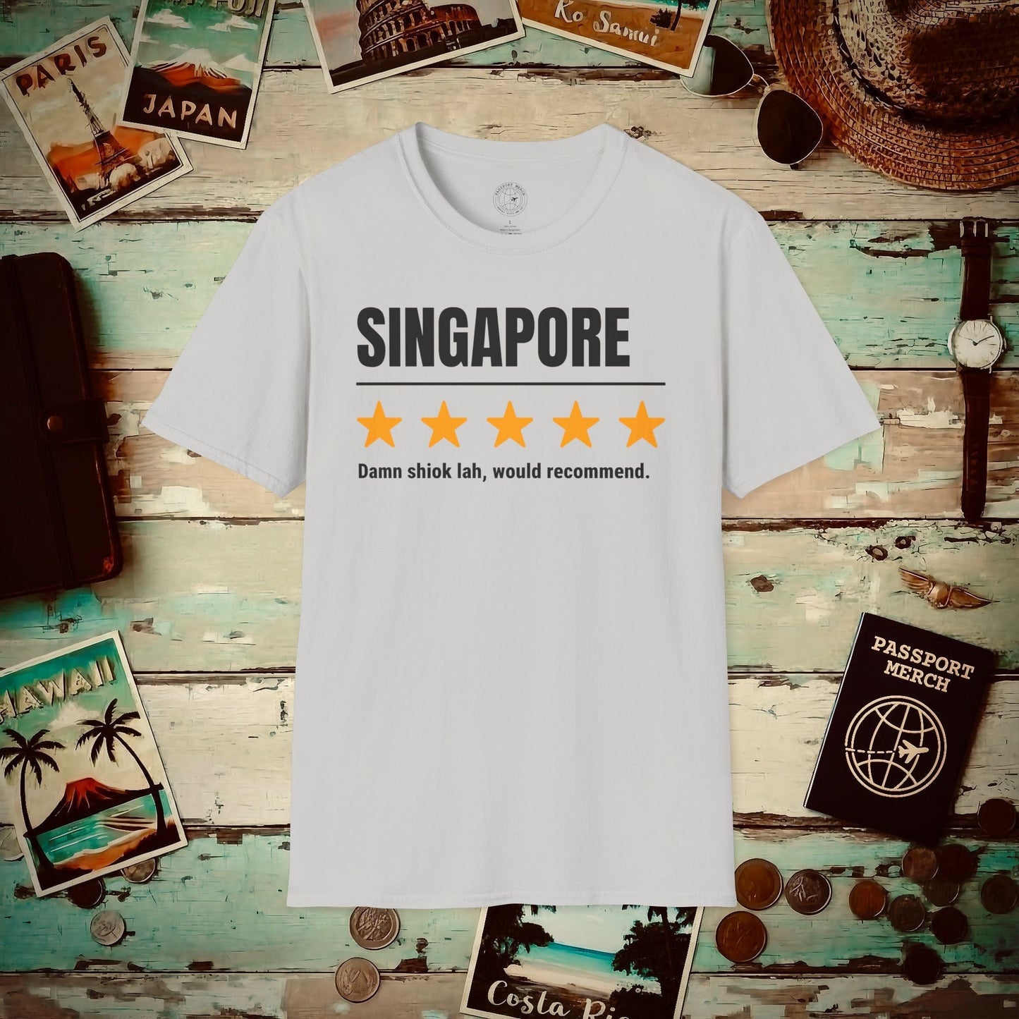 Damn Shiok Lah Five-Star Review, Singapore T-Shirt Ice Grey / S