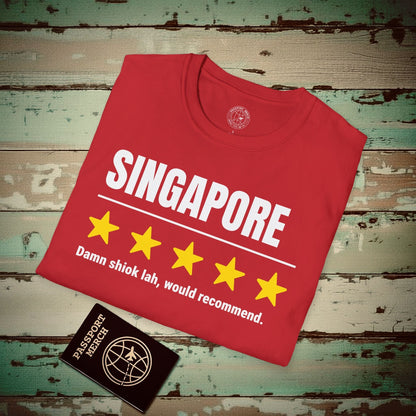 Damn Shiok Lah Five-Star Review, Singapore T-Shirt Red / S