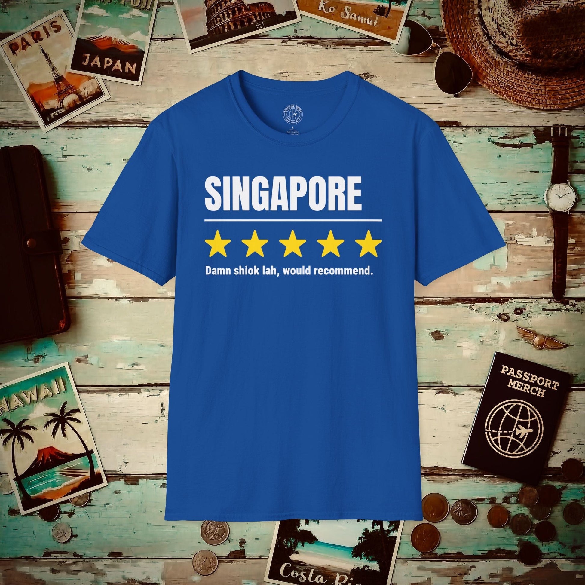 Damn Shiok Lah Five-Star Review, Singapore T-Shirt Royal / S