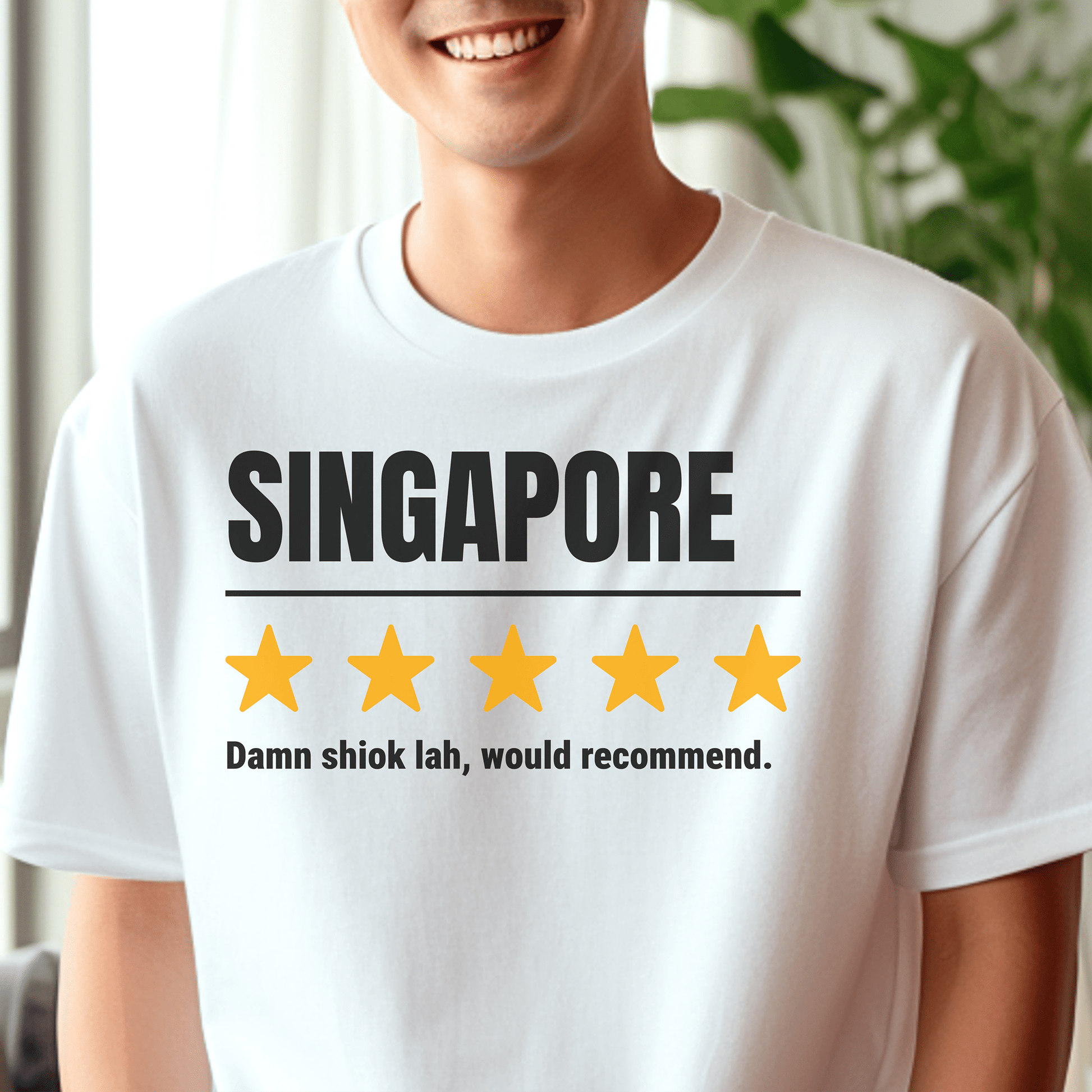 Damn Shiok Lah Five-Star Review, Singapore T-Shirt White / S