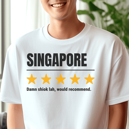 Damn Shiok Lah Five-Star Review, Singapore T-Shirt White / S