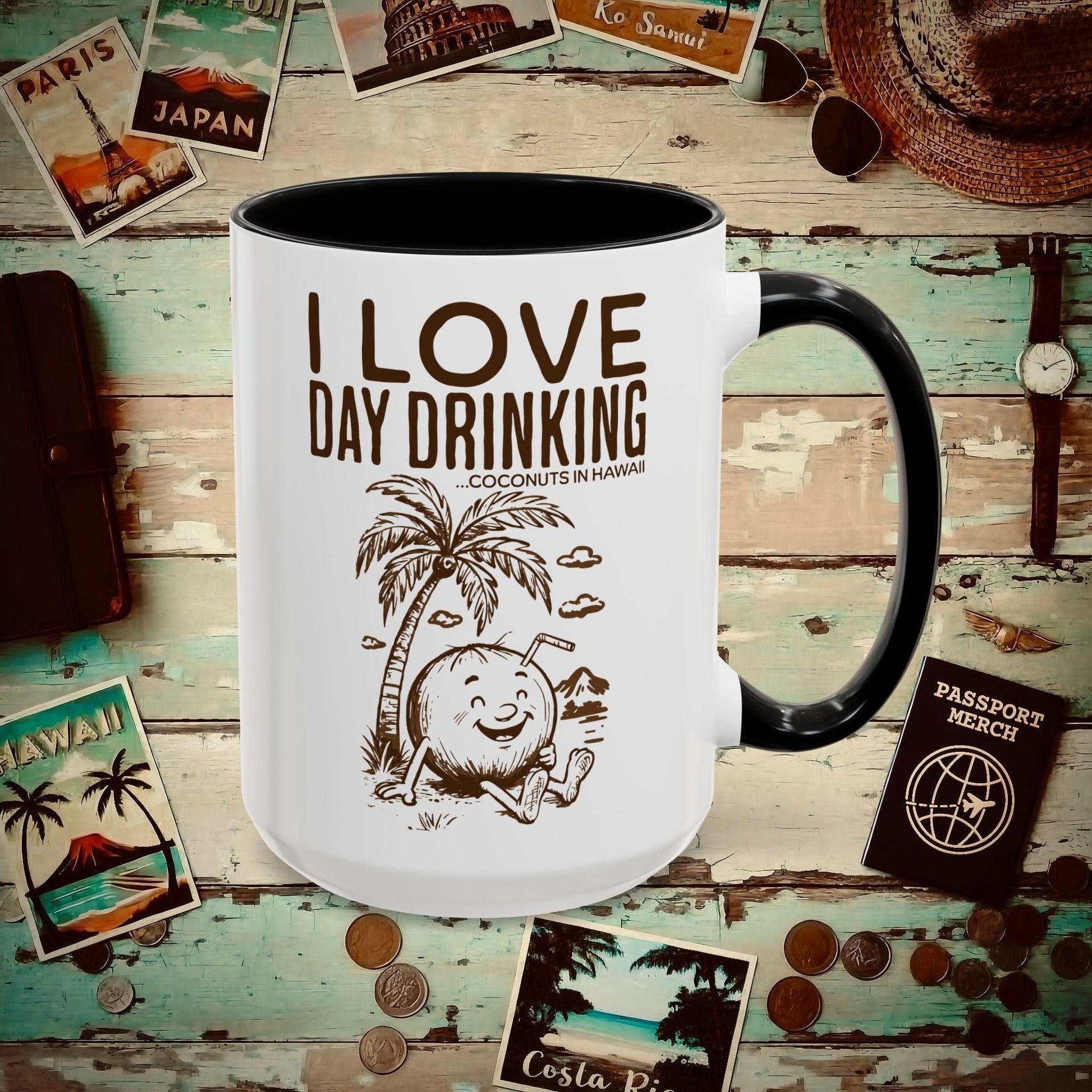 Day Drinking Coconuts in Hawaii 15oz Mug Black / 15oz