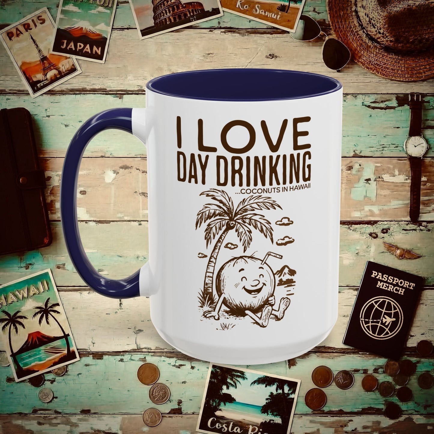 Day Drinking Coconuts in Hawaii 15oz Mug Navy / 15oz