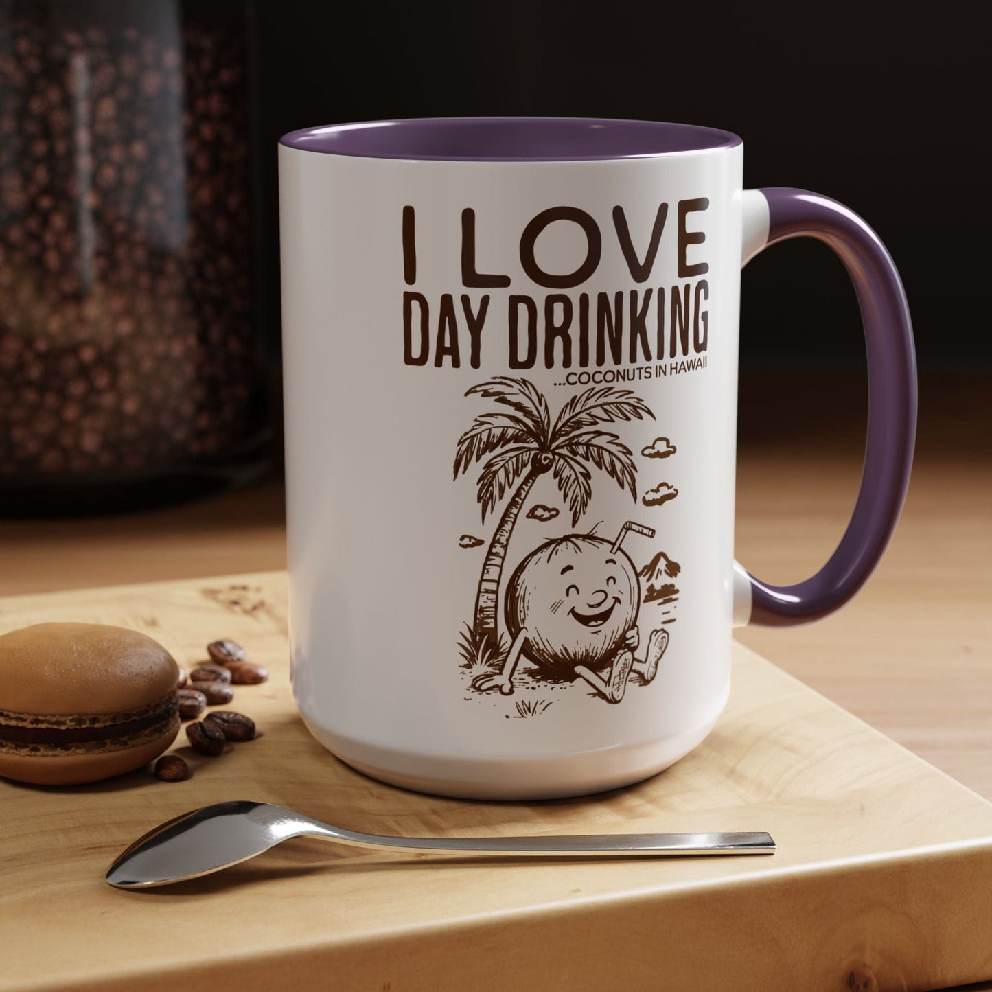 Day Drinking Coconuts in Hawaii 15oz Mug Purple / 15oz