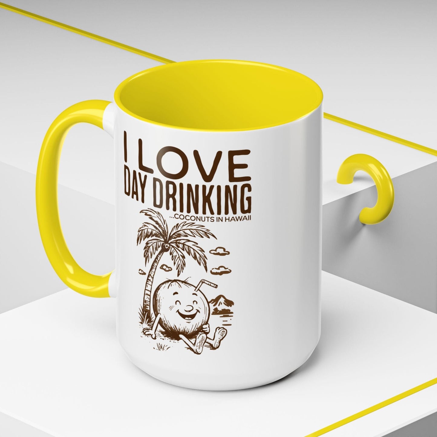 Day Drinking Coconuts in Hawaii 15oz Mug Yellow / 15oz