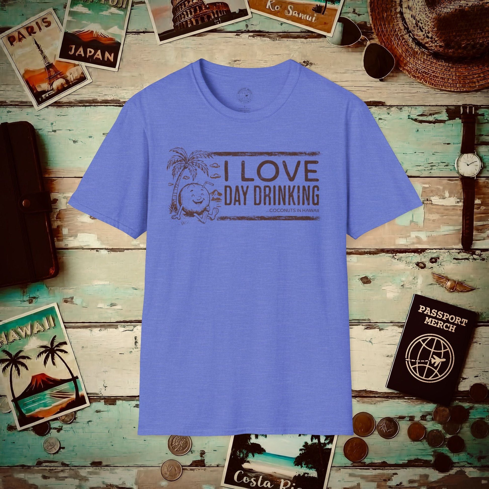 Day Drinking Coconuts in Hawaii T-Shirt Heather Royal / S