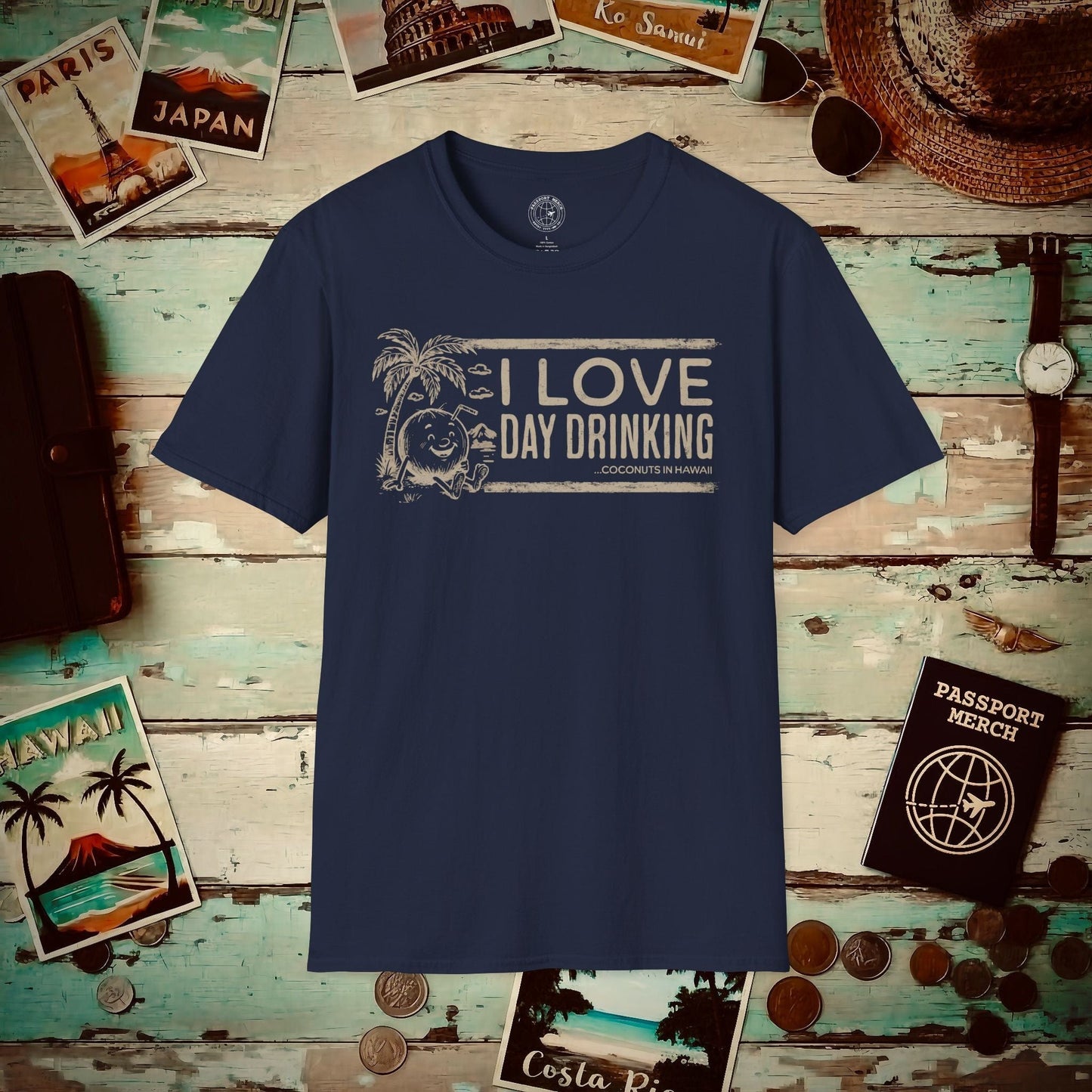 Day Drinking Coconuts in Hawaii T-Shirt Navy / S