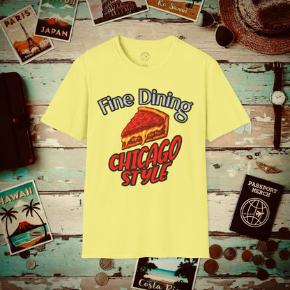 Deep Dish Pizza Fine Dining Chicago Style, Illinois T-Shirt Cornsilk / S