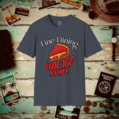 Deep Dish Pizza Fine Dining Chicago Style, Illinois T-Shirt Heather Navy / S