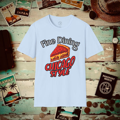 Deep Dish Pizza Fine Dining Chicago Style, Illinois T-Shirt Light Blue / S