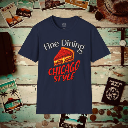 Deep Dish Pizza Fine Dining Chicago Style, Illinois T-Shirt Navy / S