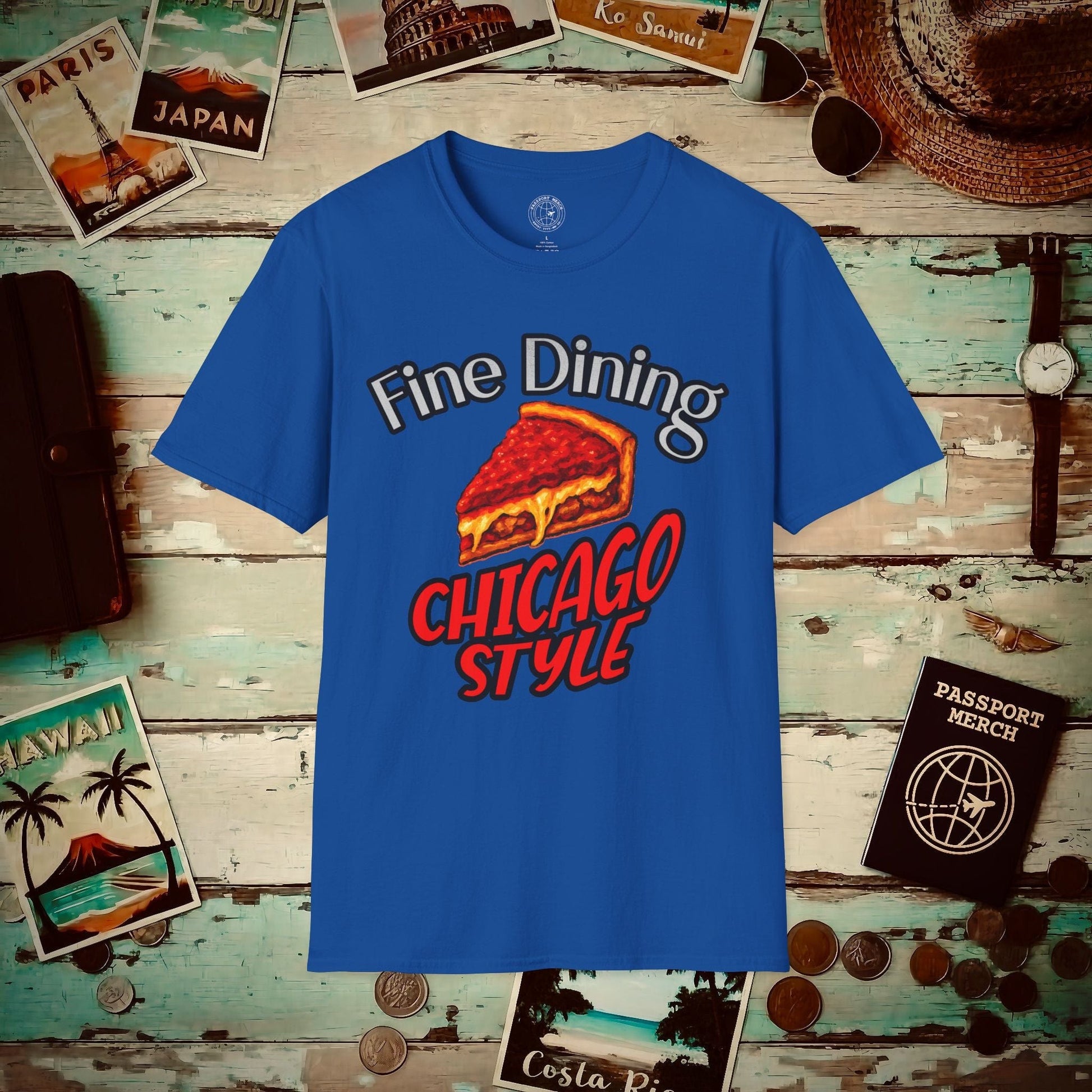 Deep Dish Pizza Fine Dining Chicago Style, Illinois T-Shirt Royal / S