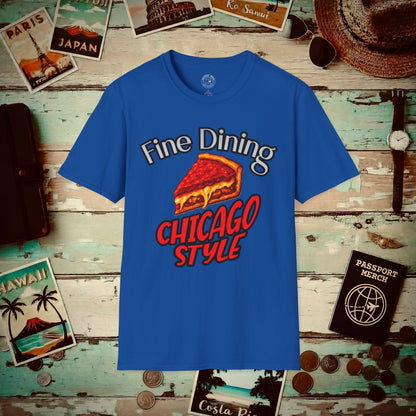 Deep Dish Pizza Fine Dining Chicago Style, Illinois T-Shirt Royal / S