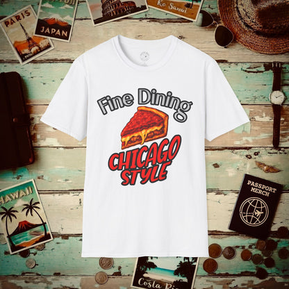 Deep Dish Pizza Fine Dining Chicago Style, Illinois T-Shirt White / S
