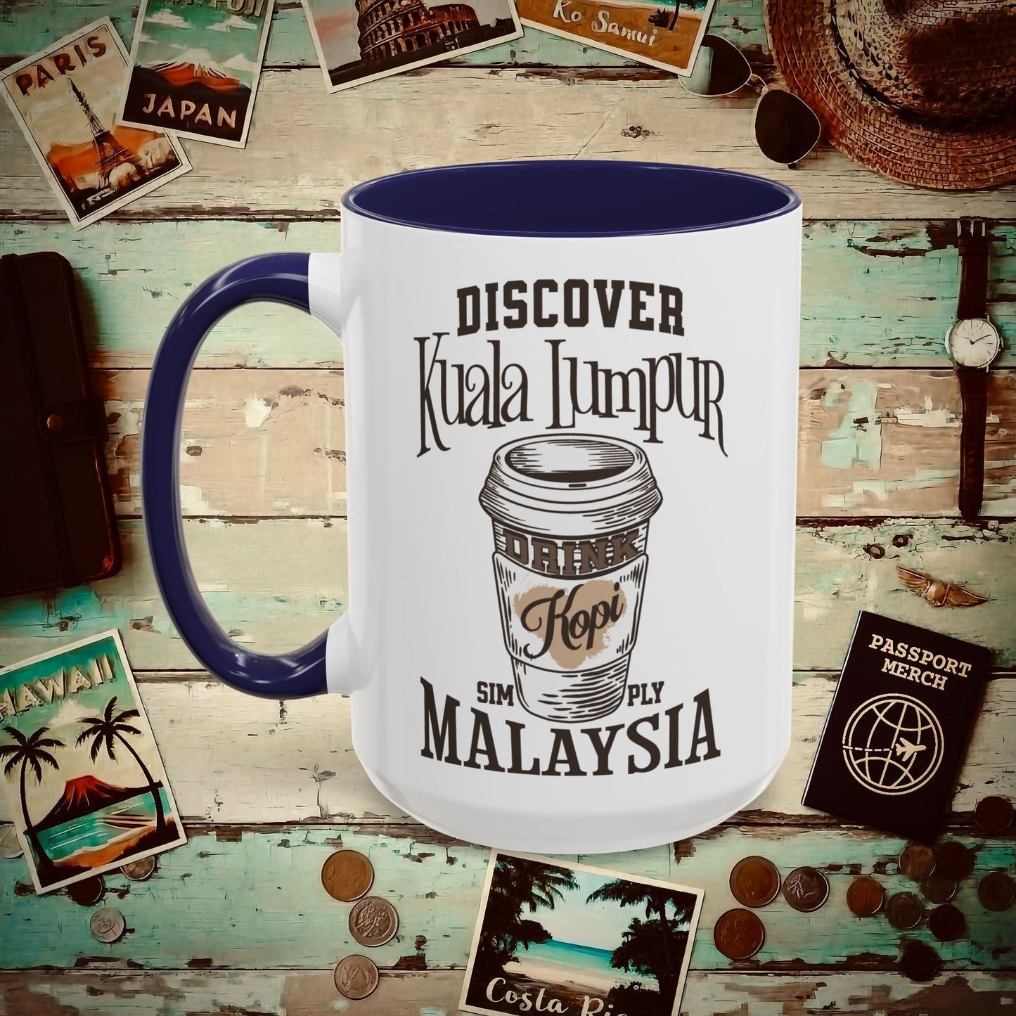 Discover Kuala Lumpur, Drink Kopi Malaysia 15oz Mug Navy / 15oz