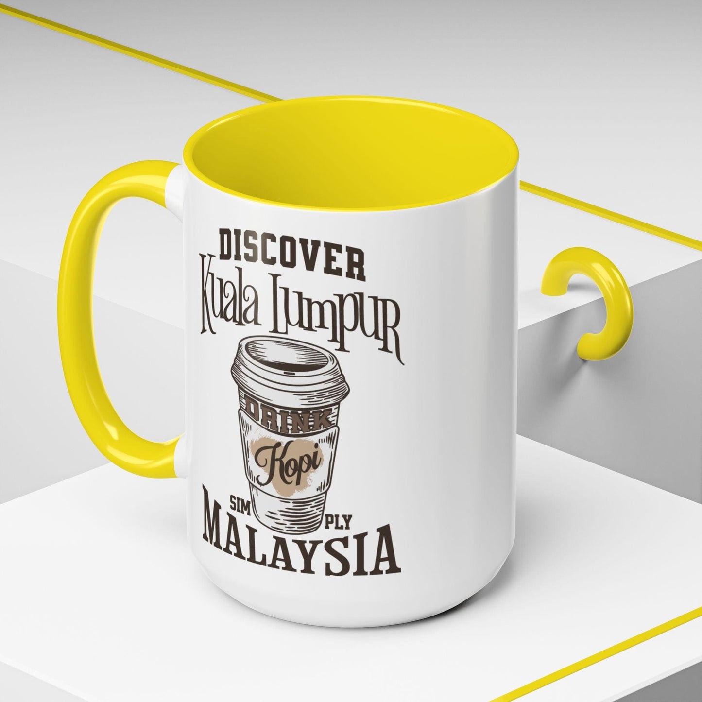 Discover Kuala Lumpur, Drink Kopi Malaysia 15oz Mug Yellow / 15oz