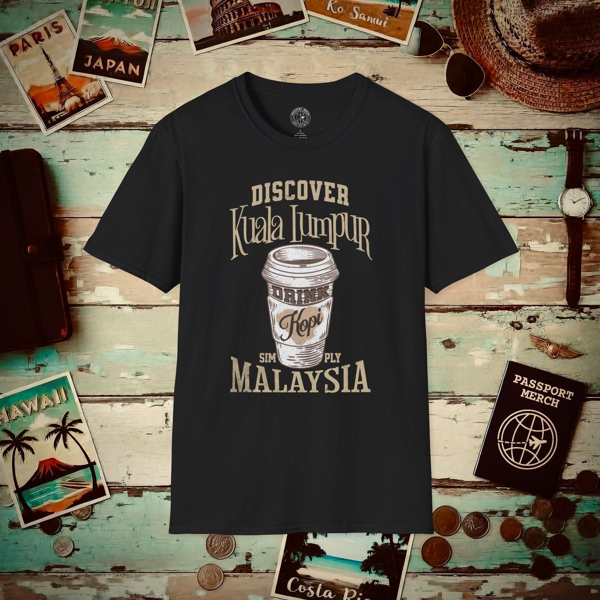 Discover Kuala Lumpur, Drink Kopi Malaysia T-Shirt Black / S