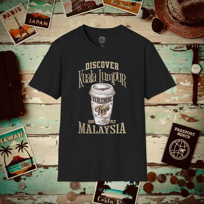 Discover Kuala Lumpur, Drink Kopi Malaysia T-Shirt Black / S