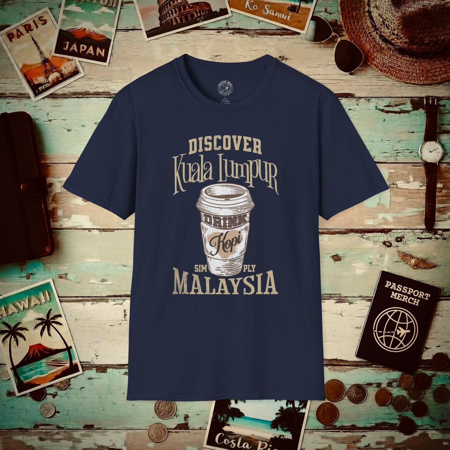 Discover Kuala Lumpur, Drink Kopi Malaysia T-Shirt Navy / S