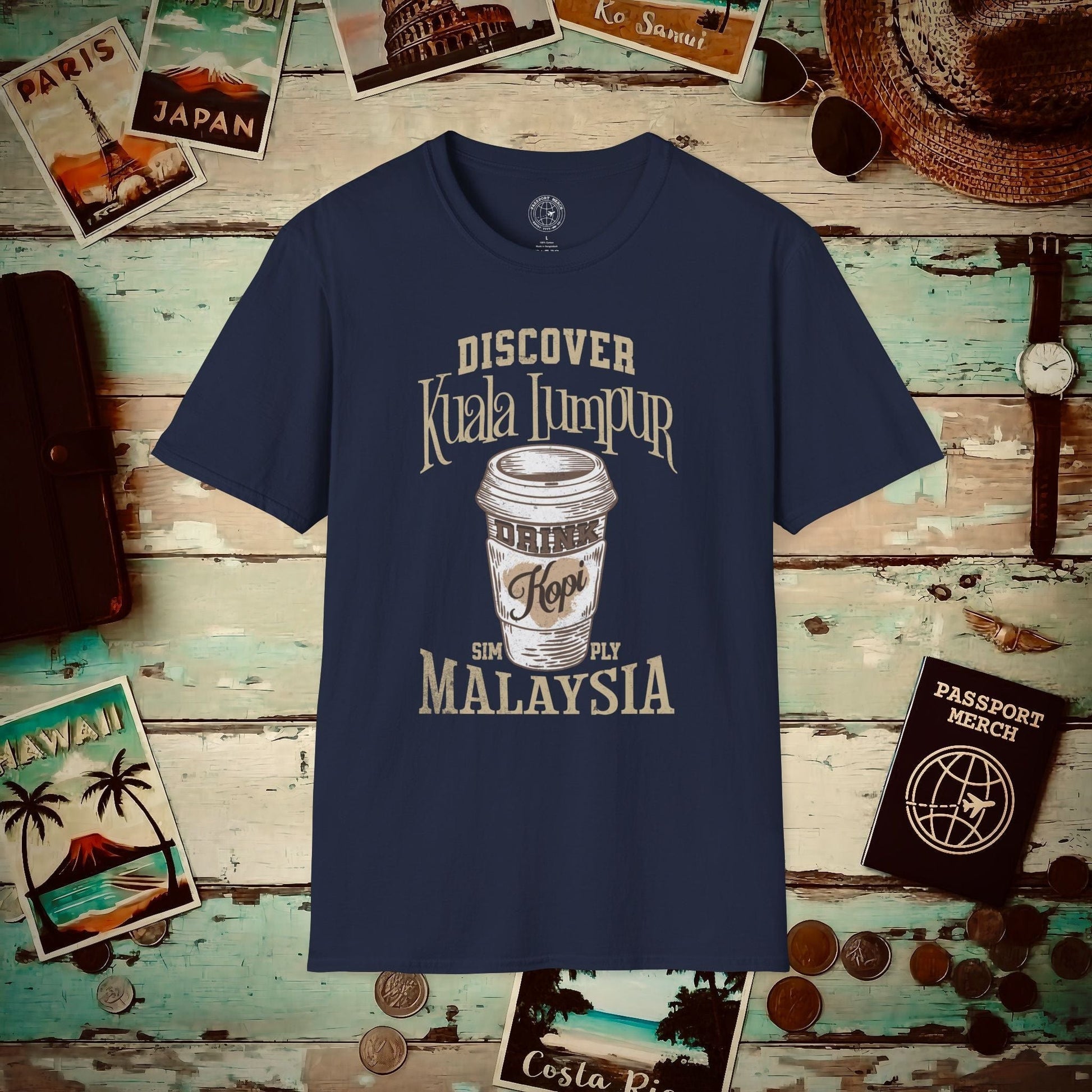 Discover Kuala Lumpur, Drink Kopi Malaysia T-Shirt Navy / S