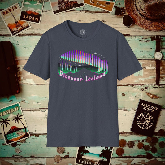 Discover the Aurora Borealis, Iceland T-Shirt Heather Navy / S