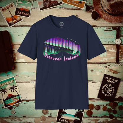 Discover the Aurora Borealis, Iceland T-Shirt Navy / S